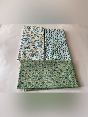 Quilting Sewing Fabric Lot Floral Plants Butterfly Cotton Green Blue White